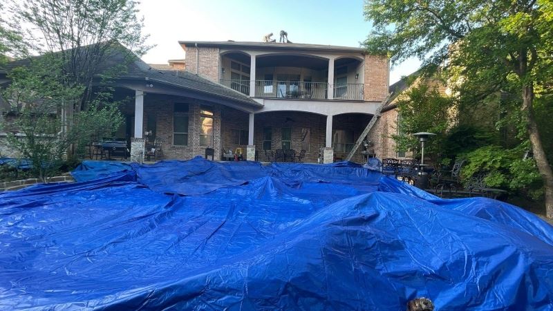 Roof protected after storm damage in North Texas